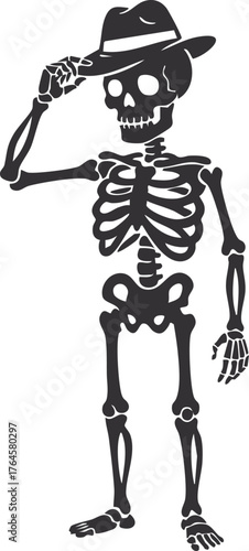 skeleton character tipping its hat