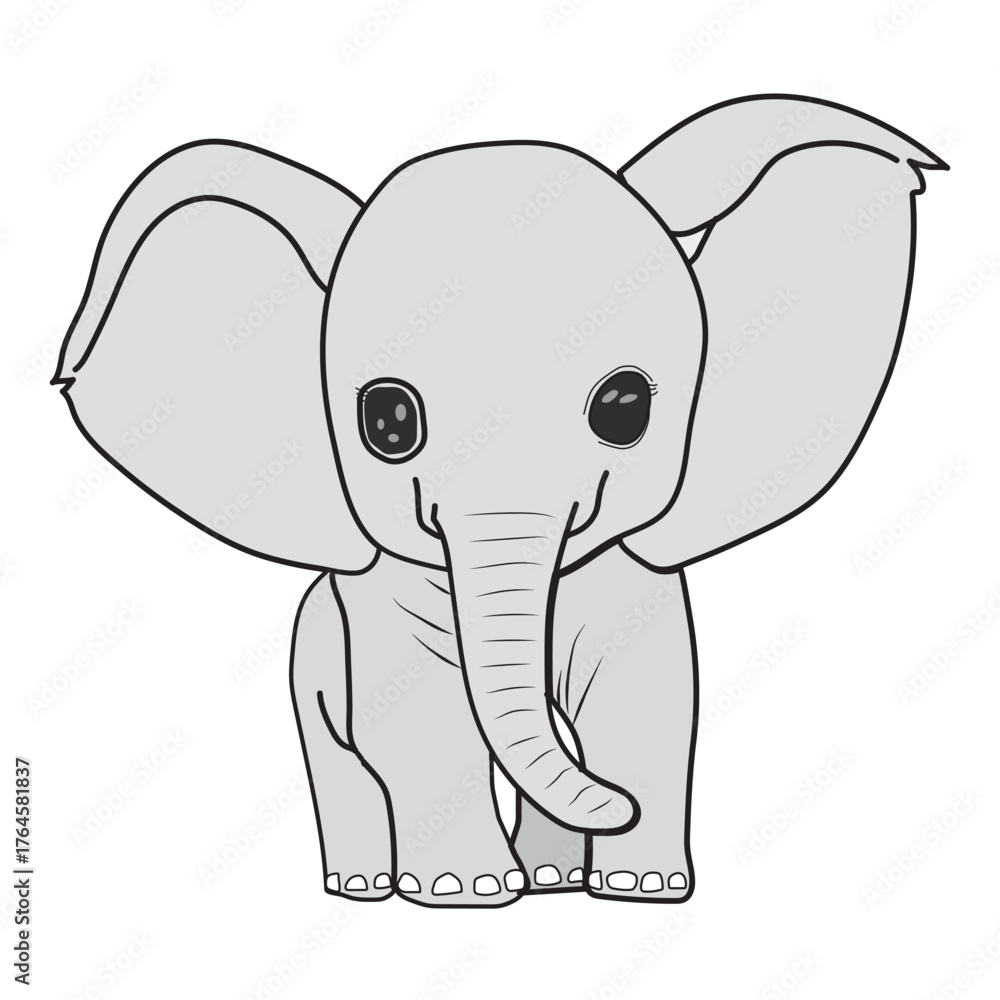 Naklejka premium Hand-drawn pastel Baby Elephant, with soft tones and cute shapes