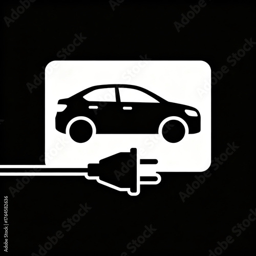 CARTELLO VETTORIALE DI UN MACCHINA ELETTRICA IN RICARICA 2