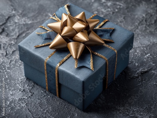 Elegant blue gift box adorn...