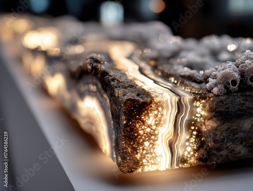 An illuminated rock formati...