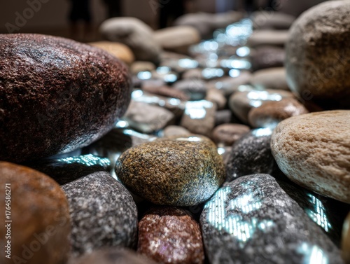 Smooth pebbles illuminated ...