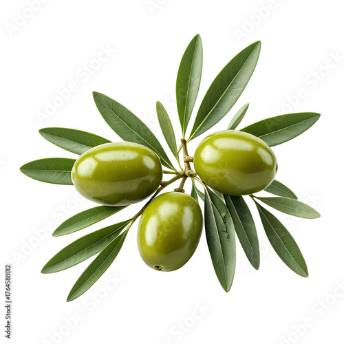 Wallpaper Mural Close-up of green olives on a branch, set against a black background Torontodigital.ca