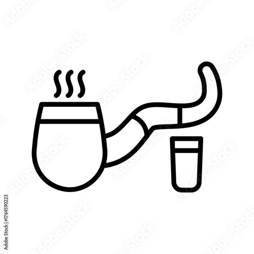 Smoking pipe with steam and a glass drink