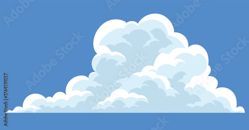 Cumulus cloud on blue sky background, cartoon cloud