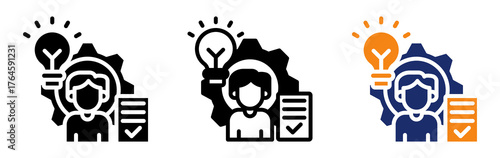Competency Test Icon Collection Glyph & Mixed Style 