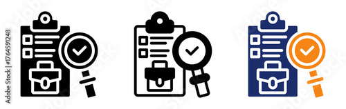 Job Evaluation Icon Collection Glyph & Mixed Style 