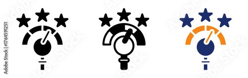 Performance Review Icon Collection Glyph & Mixed Style 