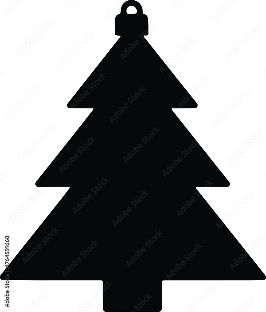 Fototapeta premium Vector Christmas tree ornament simple black shape silhouette illustration