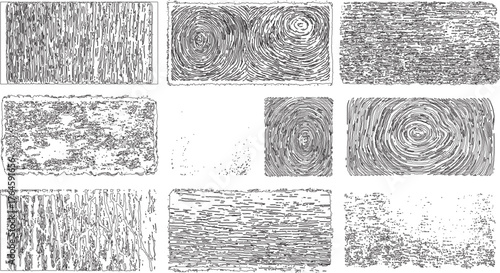 black and white texture set of different grain noise dots dust textures set of hand drawn ink pattern, Distressed overlay scratched grunge urban vector design on transparent background.