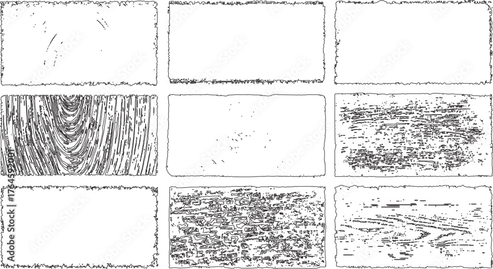 Grunge Black and White urban vector texture Frames. abstract textures on white for design, transparent background	