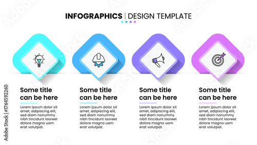Infographic template. 4 hidden squares with icons