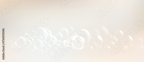 Beige and cream background with soap foam and bubbles.liquid gradient of skin color with soap foam. Backgrounds for cosmetic products in skin care. Vector illustration.