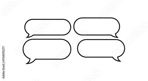 Four blank speech bubbles for conversation and communication design elements vector