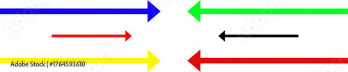 Colorful arrows pointing in opposite directions creating a visual representation of divergence
