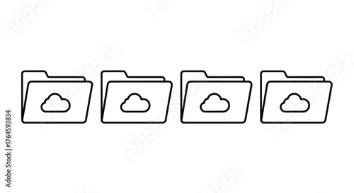 Cloud storage icon set digital data organization folders upload download cloud computing concept vector