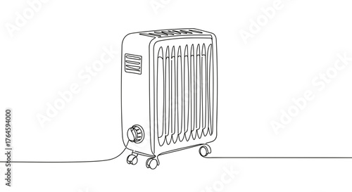 Outline of an electric radiator heater on white background  