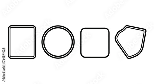 Set of four abstract geometric shapes with rounded corners isolated on for design vector