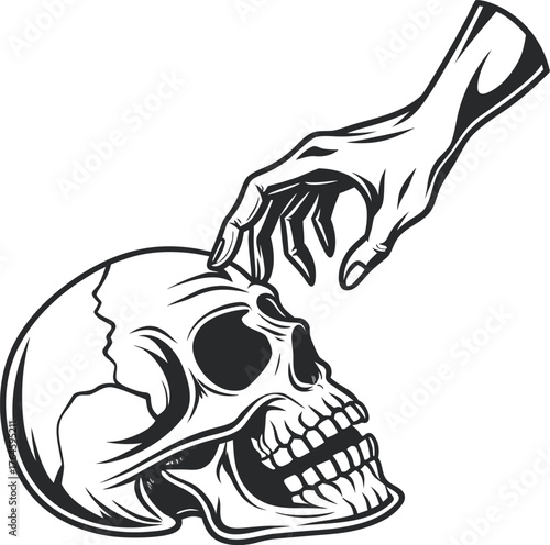 Dark human skull figure design for artistic and mysterious themed projects isolated on transparent background