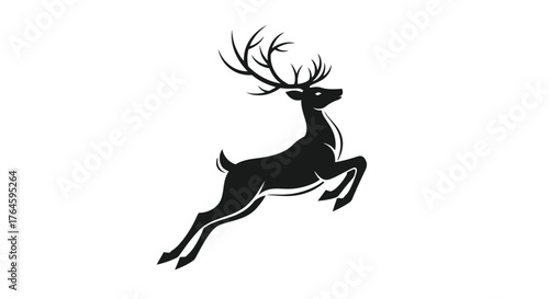 Leaping Deer Silhouette Icon Graceful Wildlife Illustration for Design Inspiration
