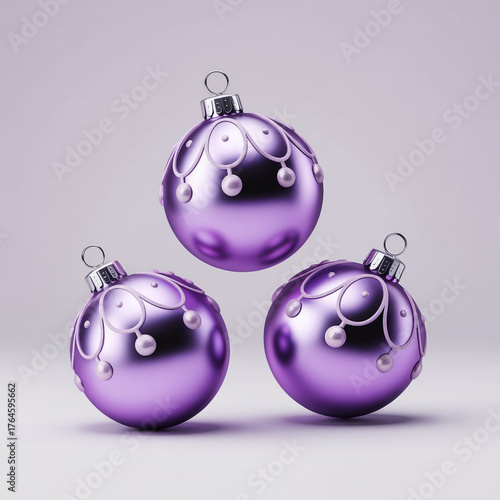 Purple Silver Christmas Ornaments | Dreamy Minimalist Modern Style