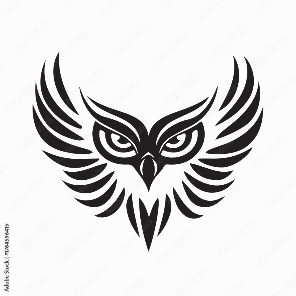 Obraz premium Owl Eyes Symbol with Fierce Look Vector Illustration on white background