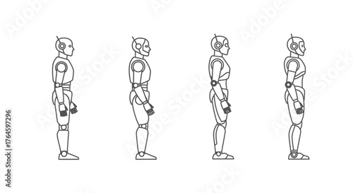 Robot character animation sequence for game development side view vector
