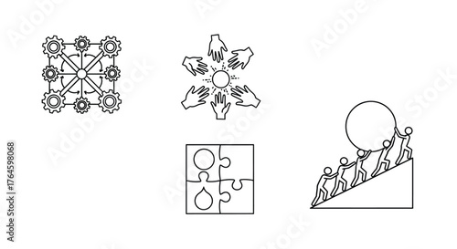 Abstract geometric patterns flowers and puzzle pieces representing complexity and solutions vector