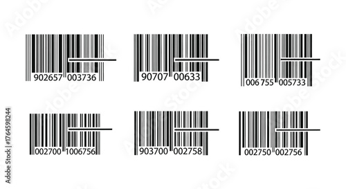Six different barcodes for product identification and scanning in retail and logistics vector