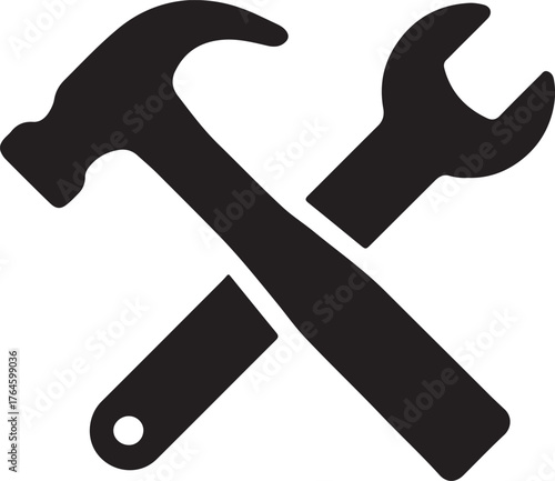 Crossed Hammer Wrench Tools Icon