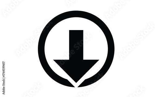 A Simple Graphic: Black Arrow Pointing Downwards Encased in a Circle