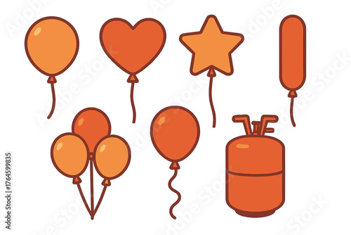 Colorful celebration balloons and portable helium tank for party decorations