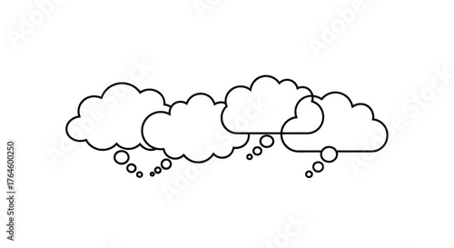 Hand drawn thought bubbles speech clouds for communication ideas and conversation concepts vector