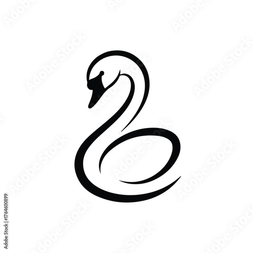 Wallpaper Mural Elegant Swan Silhouette Graceful Black and White Vector Illustration Torontodigital.ca