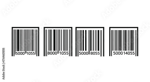 Four distinct barcodes with numbers on for retail and product identification vector