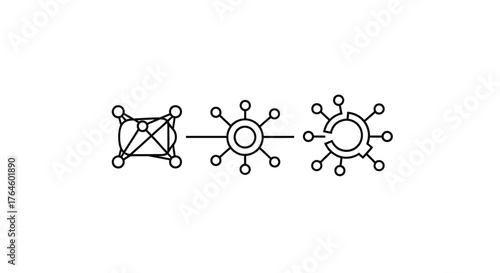 Abstract connected network nodes and futuristic technology symbols for connectivity and data flow vector