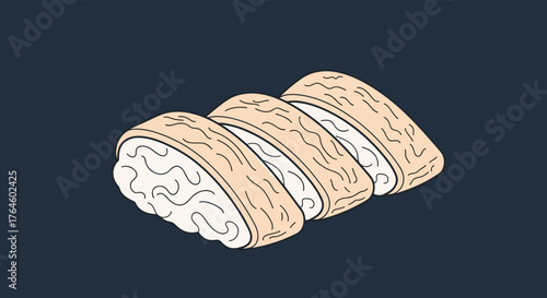 Delicious sushi rolls arranged on a dark background, ready to eat.