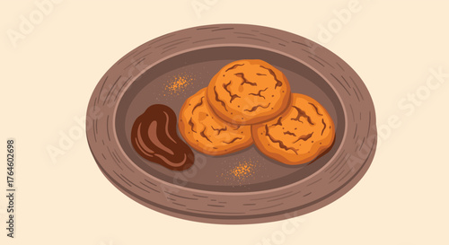 Delicious Indian sweets served on a wooden plate.