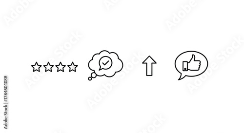 Doodle icons for customer feedback rating and approval social media engagement vector