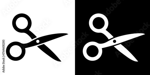 Vector scissors icon. Scissors icon with a cutting line. Cut out dotted coupon scissors symbol. Cutting concept. Element for your design.
