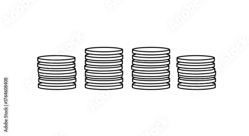Hand drawn stacks of coins representing financial growth and wealth accumulation vector
