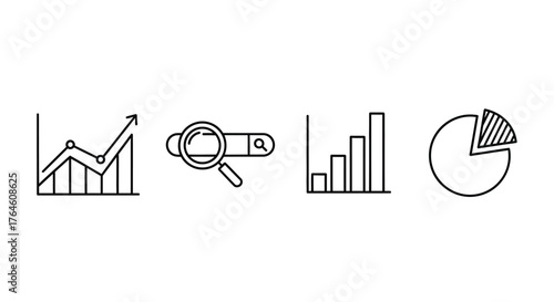 Doodle icons representing business growth analytics data research and financial trends vector