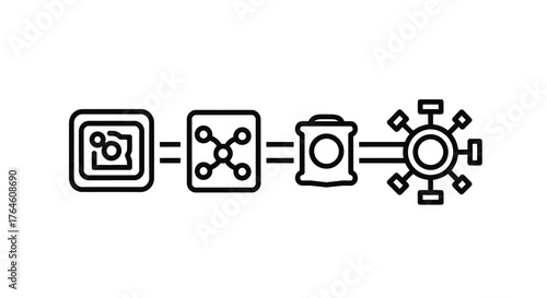 Abstract flowchart symbolizing data processing network and cloud connection vector