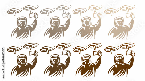 Futuristic drone pilot avatars ready for action, perfect for technology and science themes, showing innovation and control with a modern design touch