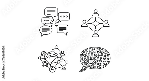 Diverse communication methods icons representing teamwork ideas and collaboration vector