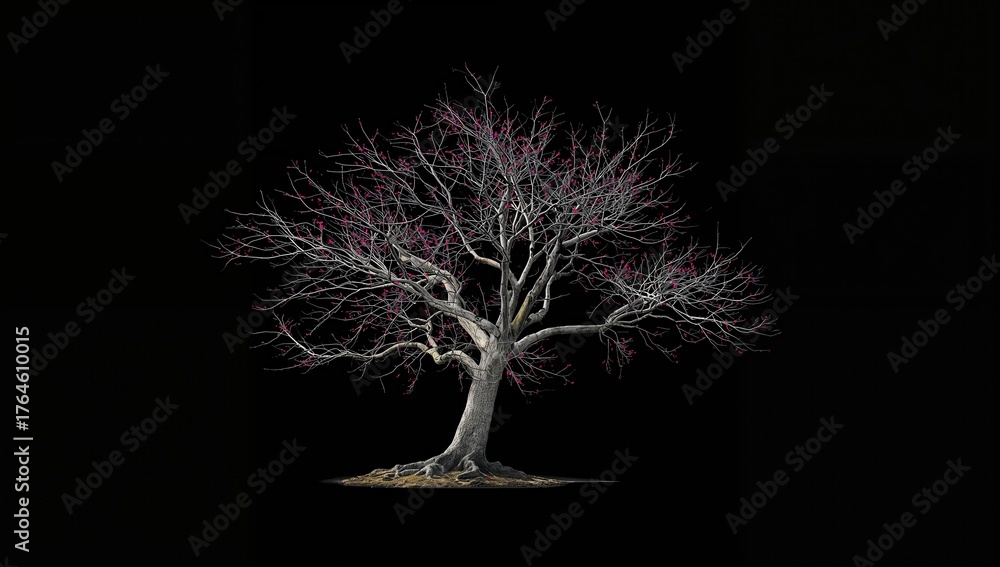 Fototapeta premium Isolated tree with alpha channel on a black backdrop and transparent background with clipping path