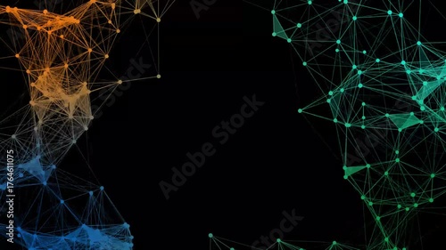 Dynamic plexus network animation with glowing particles on a dark background
