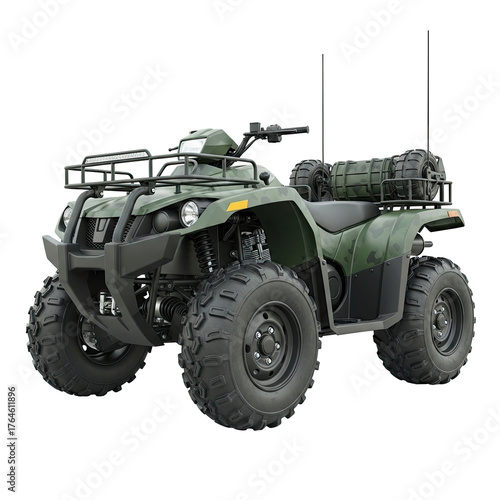 Camouflaged all-terrain vehicle ready for outdoor adventures