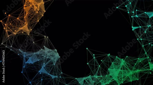 Abstract plexus network animation with glowing particles on a dark background