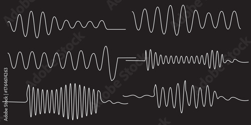 sound wave audio waveform sketch vector illustration